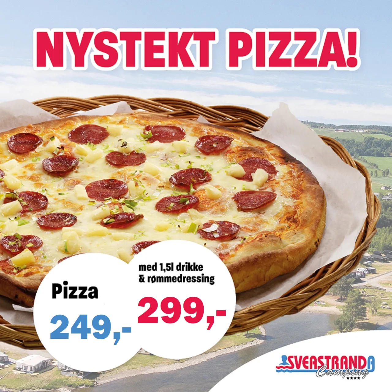 Pizza stekes i butikken